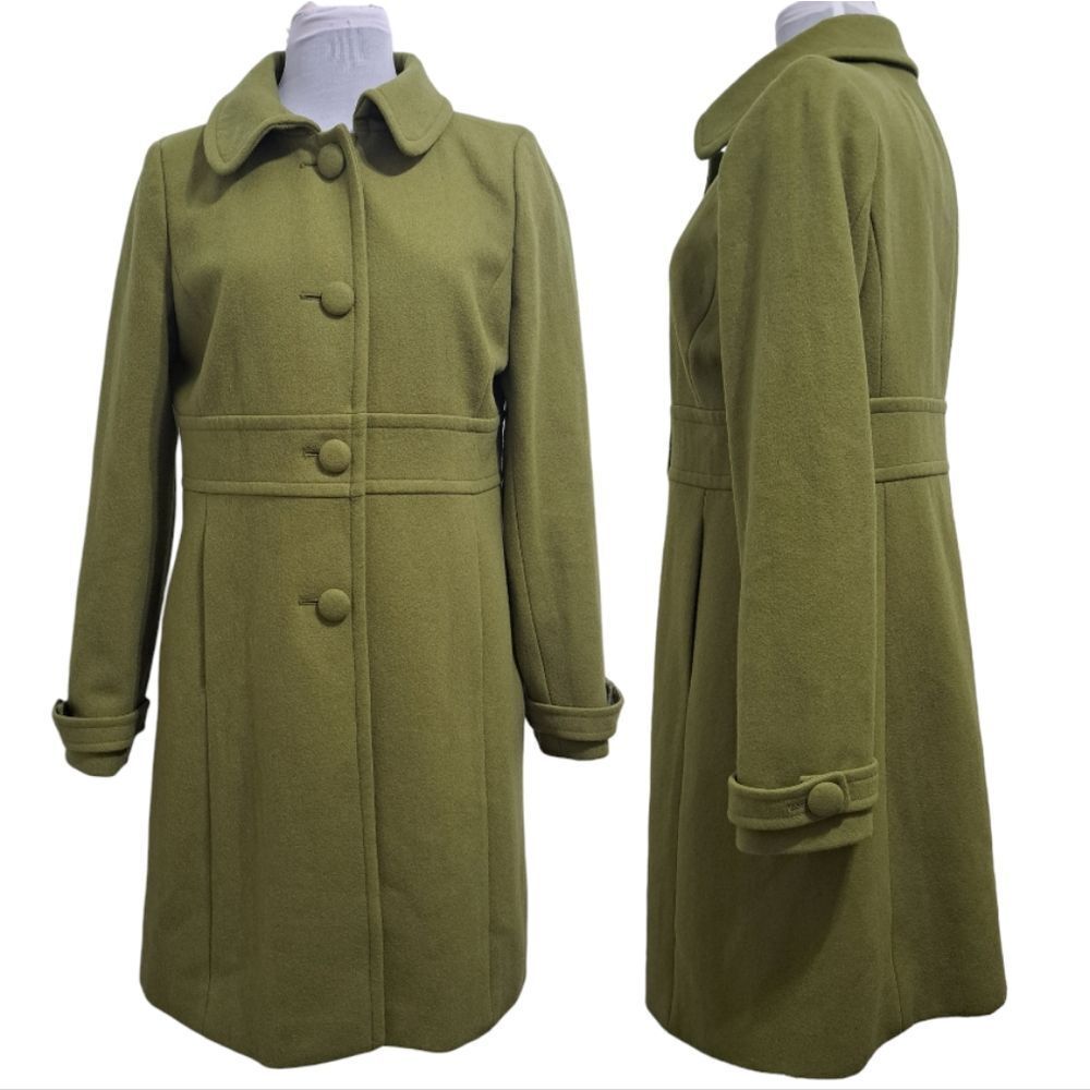 J. Crew Factory Olive Green Wool Blend Pea Coat